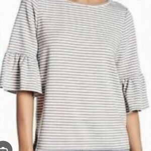 Max Studio White and Tan Short Sleeve Tees... New